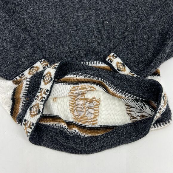 Vintage Alpaca Sweater Long Sleeve Pullover Black Beige White - Picture 5 of 8